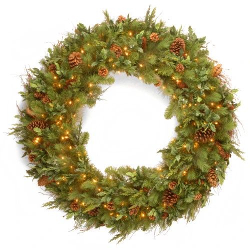 Christmas Central 48β Pre-Lit Decorative Collection Juniper Mix Pine Artificial Christmas Wreath - Warm White LED Lights