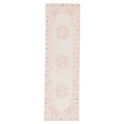 Christmas Central 2.5' X 8' Pink And White Contemporary Rectangular Area Throw Rug Runner