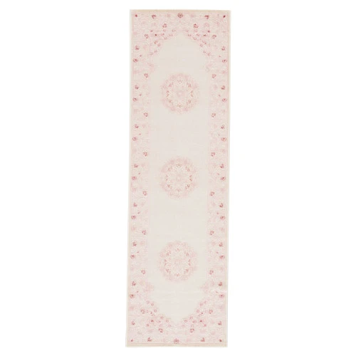 Christmas Central 2.5' X 8' Pink And White Contemporary Rectangular Area Throw Rug Runner