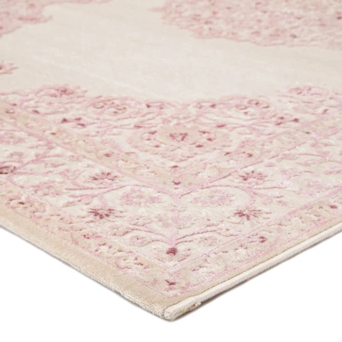 Christmas Central 2.5' X 8' Pink And White Contemporary Rectangular Area Throw Rug Runner - Image 2