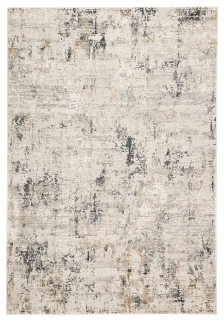 Christmas Central 8.8' X 11.75' Ivory And Gray Abstract Rectangular Area Throw Rug