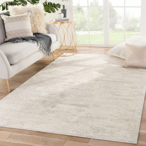 Christmas Central 5' X 7.5' Ivory And Smoke Gray Modern Rectangular Area Throw Rug - Image 3