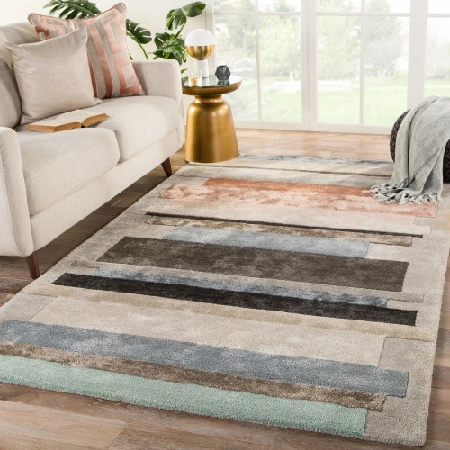 Christmas Central 5' X 8' Gray And Black Geometric Hand Tufted Rectangular Area Throw Rug - Image 4