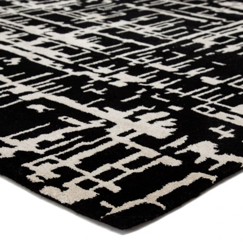 Christmas Central 9' X 12' Black And Cream White Trellis Handmade Rectangular Area Throw Rug - Image 5