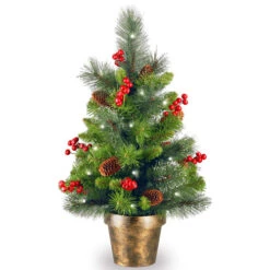 Christmas Central 2β X 14β Pre-Lit Crestwood Spruce Medium Artificial Christmas Tree β Soft White LED Lights