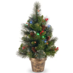 Christmas Central 2β X 14β Pre-Lit Crestwood Spruce Artificial Christmas Tree β Multi-Color LED Lights