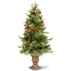 Christmas Central 4' Pre-lit Potted Colonial Entrance Artificial Christmas Tree, Clear Lights