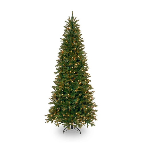 Christmas Central 9' Pre-Lit Slim Tiffany Fir Artificial Christmas Tree, Clear Lights
