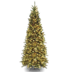Christmas Central 10β Pre-Lit Slim Tiffany Fir Artificial Christmas Tree, Clear Lights