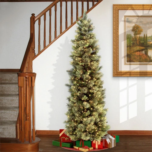 Christmas Central 7.5 Ft. Carolina Pine Slim Tree With Clear Lights - Image 2