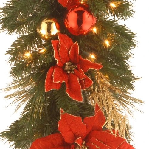 Christmas Central 9' X 12" Pre-Lit Decorative Home Spun Artificial Christmas Garland - Clear Lights - Image 2