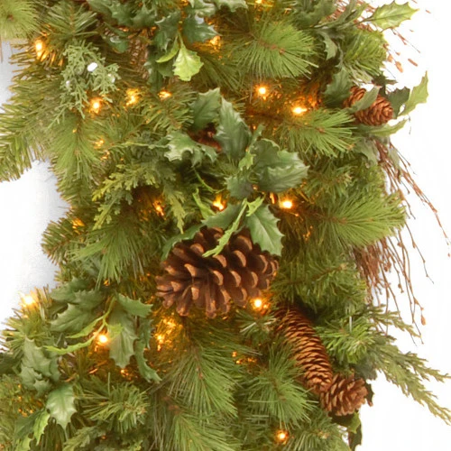 Christmas Central 48β Pre-Lit Decorative Collection Juniper Mix Pine Artificial Christmas Wreath - Warm White LED Lights - Image 2