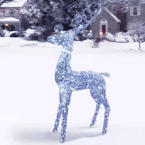 Christmas Central 60" Blue Pre-Lit LED Standing Reindeer Christmas Outdoor Decoration - White Lights - Image 2
