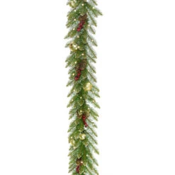 Christmas Central 9' X 10" Pre-Lit Glittery Gold Dunhill Artificial Christmas Garland β Warm White LED Lights