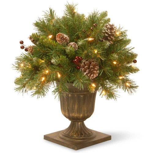 Christmas Central 1.5' Pre-lit Potted Pinecone And Berry Artificial Christmas Tree, Clear Lights