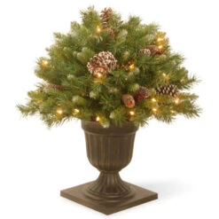 Christmas Central 2' Pre-lit Frosted Berry Porch Artificial Christmas Tree, Clear Lights