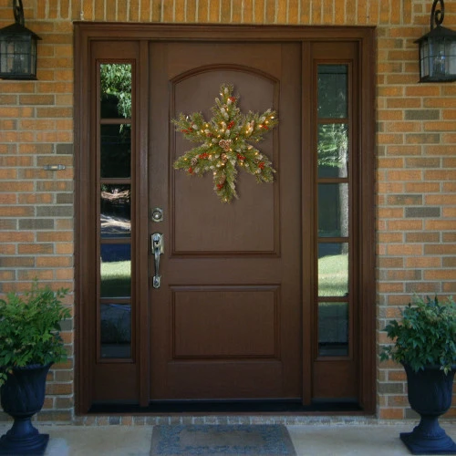 Christmas Central 32" Pre-lit Frosted Berry Snowflake Artificial Christmas Teardrop Swag, LED Lights - Image 2