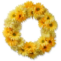 Christmas Central 19" Unlit Garden Accents Yellow Cosmos Artificial Christmas Wreath