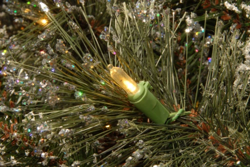 Christmas Central 12" Pre-Lit Frosted Bristle Pine Sleigh Artificial Bush, Warm LED Lights - Image 2