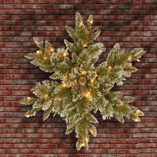 Christmas Central 32" Pre-Lit Glittery Bristle Pine Snowflake, LED Lights - Image 3