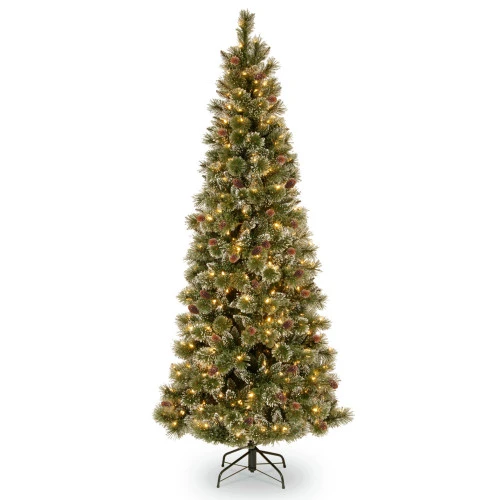 Christmas Central 6.5β Pre-Lit Glittery Pine Artificial Christmas Tree, Clear Lights