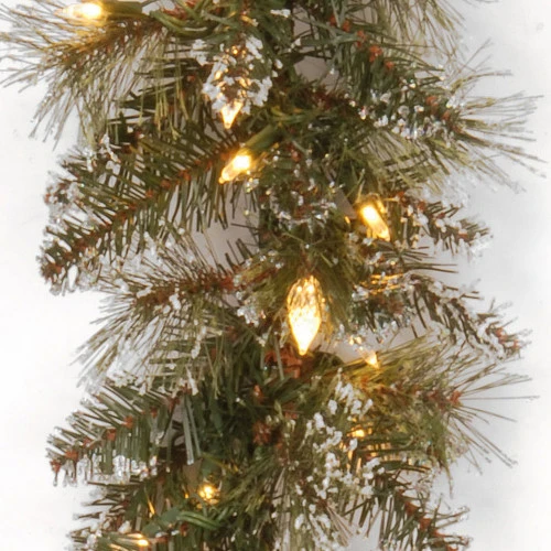 Christmas Central 9β Pre-Lit Glittery Bristle Pine Christmas Garland, LED Lights - Image 2