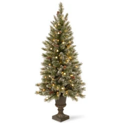 Christmas Central 4β Pre-Lit Glittery Bristle Entrance Artificial Christmas Tree, Warm White LED Lights