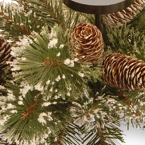 Christmas Central 29" Glittered Pine Christmas Centerpiece And Candle Holder - Image 2