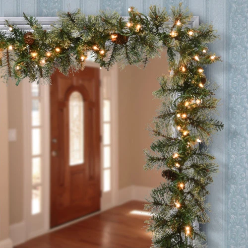 Christmas Central 9' X 10" Pre-Lit Pinecones And Glitter Artificial Christmas Garland, Clear Lights - Image 2
