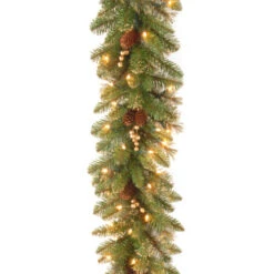 Christmas Central 9' Pre-Lit Berries And Pine Cones Artificial Christmas Garland - Clear Lights