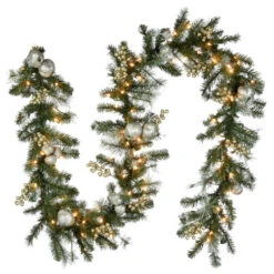 Christmas Central 9' Pre-Lit Pomegranate Pine Artificial Christmas Garland, Clear Lights