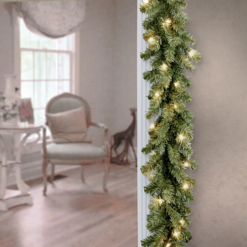 Christmas Central 9' X 10β Pre-Lit Kincaid Spruce Artificial Christmas Garland - Clear Lights - Image 3