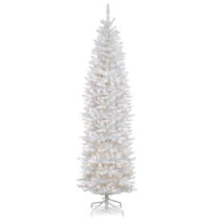 Christmas Central 7.5β Pre-Lit White Kingswood Fir Slim Artificial Christmas Tree, White Lights