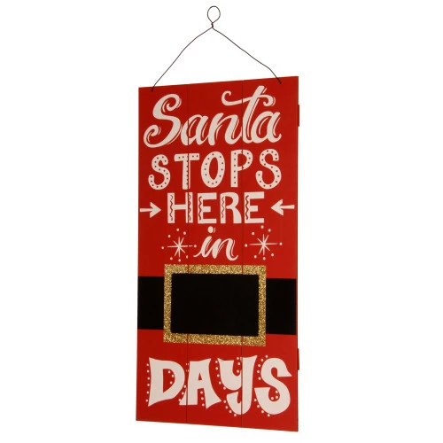 Christmas Central "Santa Stops Here" Countdown Rectangular Christmas Wall Art Decoration