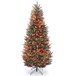 Christmas Central 7β Pre-Lit Slim Natural Fraser Artificial Christmas Tree, Multicolor Lights
