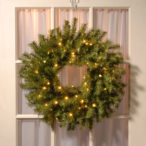 Christmas Central Pre-Lit Norwood Fir Artificial Christmas Wreath, 24-Inch, White Lights - Image 4