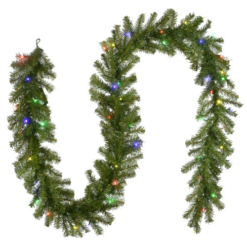Christmas Central 9' X 10" Pre-Lit Norwood Fir Artificial Christmas Garland, Multicolor LED Lights