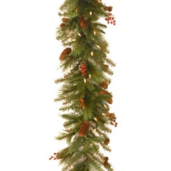 Christmas Central 6' X 14" Pre-Lit Evergreen Artificial Christmas Garland, White Lights