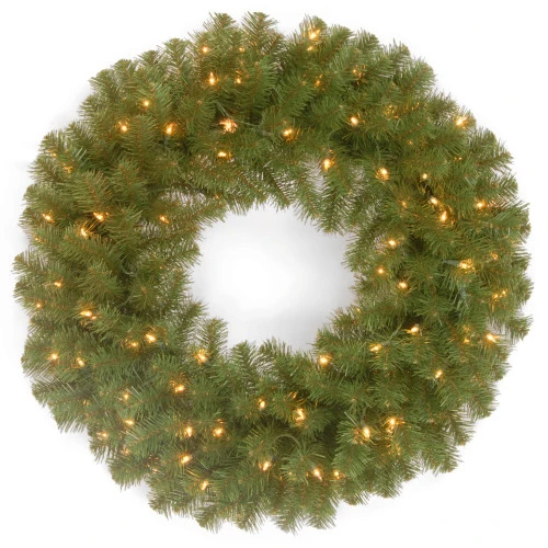Christmas Central Pre-lit North Valley Spruce Artificial Christmas Wreath, 24-Inch, LED Lights