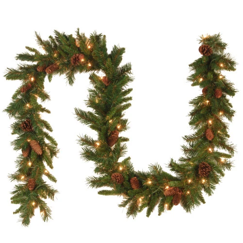 Christmas Central 9' X 10" Pre-Lit Medium Pine Artificial Christmas Garland, Clear Lights - Image 3