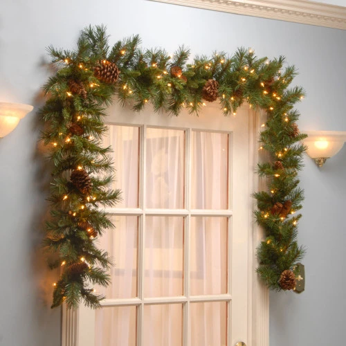 Christmas Central 9' X 10" Pre-Lit Medium Pine Artificial Christmas Garland, Clear Lights - Image 4