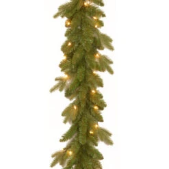 Christmas Central 9' X 10" Pre-Lit Green Avalon Spruce Artificial Christmas Garland, Clear Lights