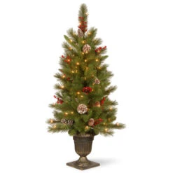 Christmas Central 4β Pre-Lit Potted Berry Entrance Christmas Tree, Clear Lights