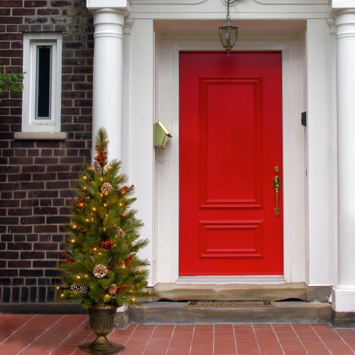 Christmas Central 4’ Pre-Lit Potted Berry Entrance Christmas Tree, Clear Lights - Image 4