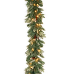 Christmas Central 9' X 12" Pre-Lit Copenhagen Spruce Artificial Christmas Garland, Clear Lights