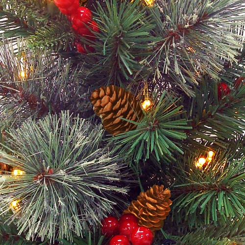 Christmas Central 2' Pre-lit Potted Colonial Fir Medium Artificial Christmas Tree, White LED Lights - Image 2