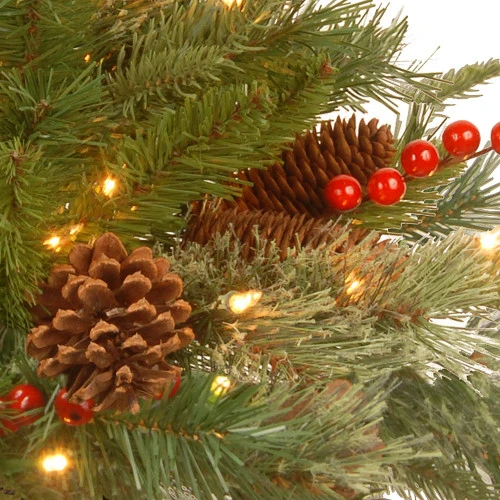 Christmas Central 6' Pre-Lit Potted Pencil Colonial Fir Artificial Christmas Half Wall Tree, Clear Lights - Image 3