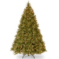 Christmas Central 9β Pre-Lit Downswept Douglas Fir Artificial Christmas Tree, Clear Lights