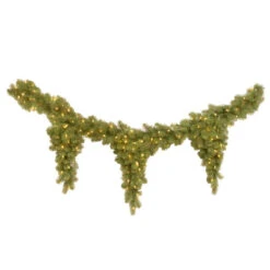 Christmas Central 6' Pre-Lit Downswept Douglas Fir Teardrop Artificial Christmas Garland, Clear Lights