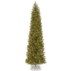 Christmas Central 9β Pre-Lit Slim Downswept Douglas Fir Artificial Christmas Tree, Clear Lights
